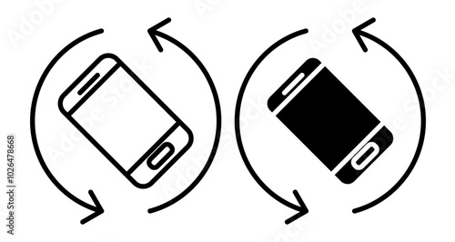 Mobile rotate Icons set in solid and thin line style