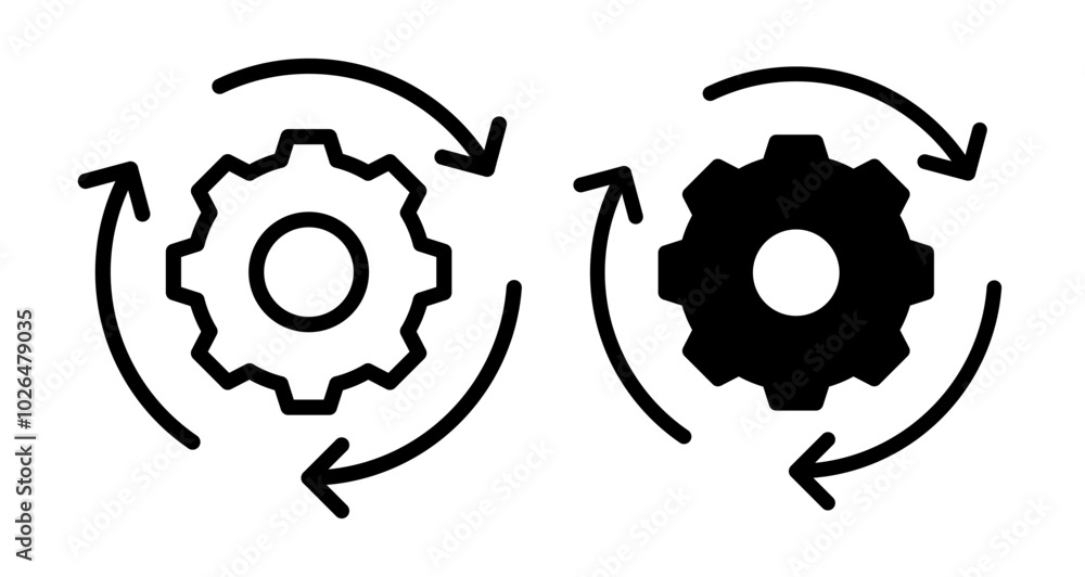 Implementation Icons set in solid and thin line style Implementation Icons set in solid and thin line style