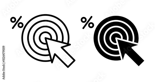 Click through rate Icons set in solid and thin line style