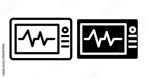 Heart rate monitor Icons set in solid and thin line style