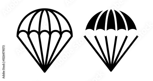 Parachute Icons set in solid and thin line style