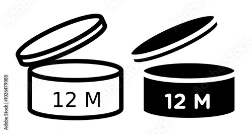 Period after opening 12m Icons set in solid and thin line style