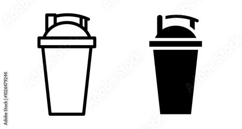 Shaker cup Icons set in solid and thin line style