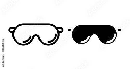 Eye mask Icons set in solid and thin line style