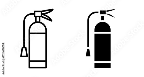 Fire extinguisher Icons set in solid and thin line style