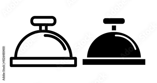 Reception bell Icons set in solid and thin line style