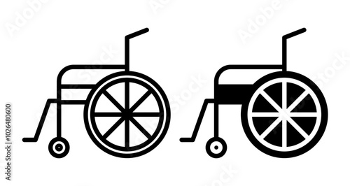Wheelchair Icons set in solid and thin line style