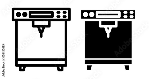 3D printing Icons set in solid and thin line style