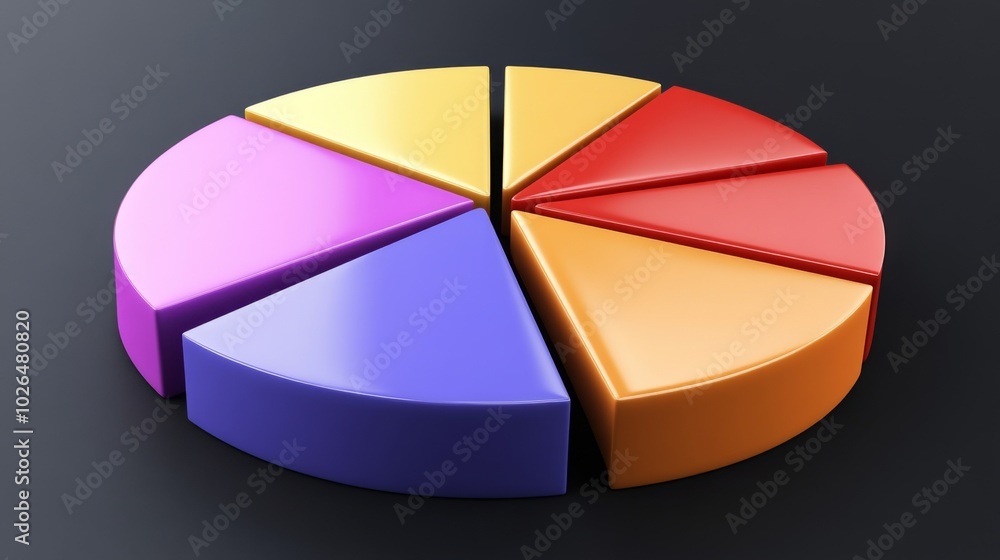 Obraz premium Colorful Pie Chart on a Black Background