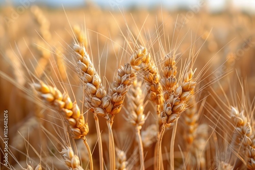 Golden Wheat Stalks in a Field