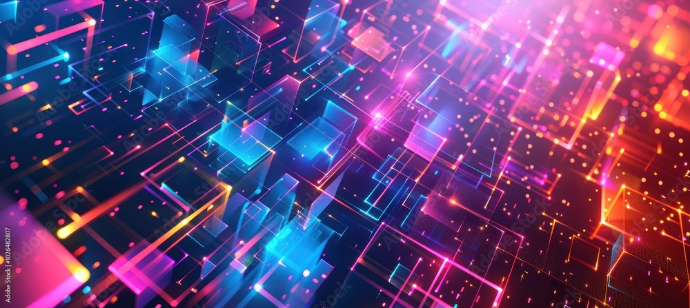 Futuristic Neon Geometric Pattern for Tech Ads and Modern Event Flyers