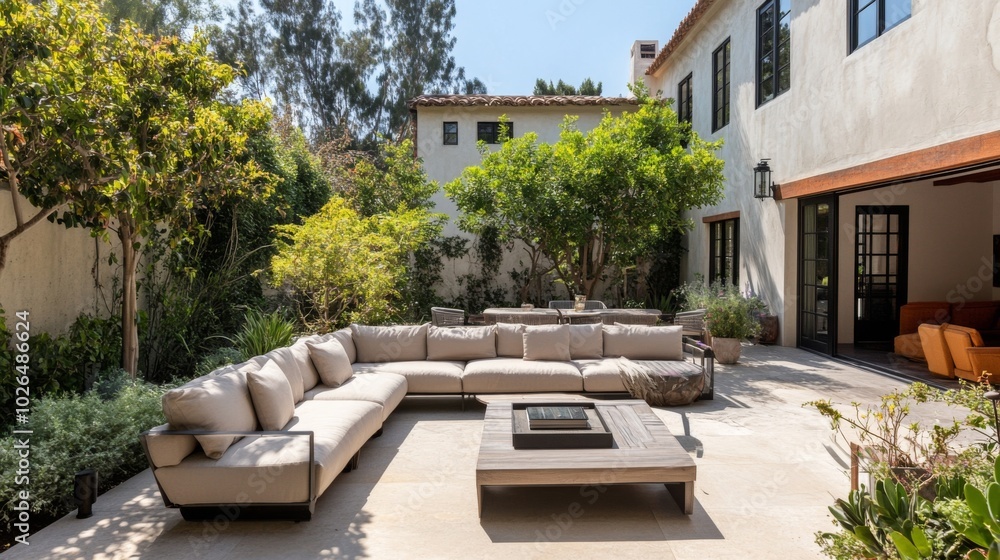 Modern Outdoor Living Space with Cozy Seating Modern Outdoor Living Space with Cozy Seating
