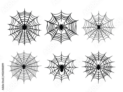 Spider Web Silhouette Set for Halloween | High-Resolution Vector Clipart