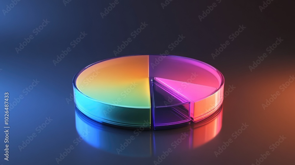 Colorful Pie Chart on a Reflective Surface Colorful Pie Chart on a Reflective Surface