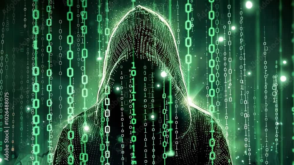 Hacker with Encryption Code hacker working with encryption code on ...