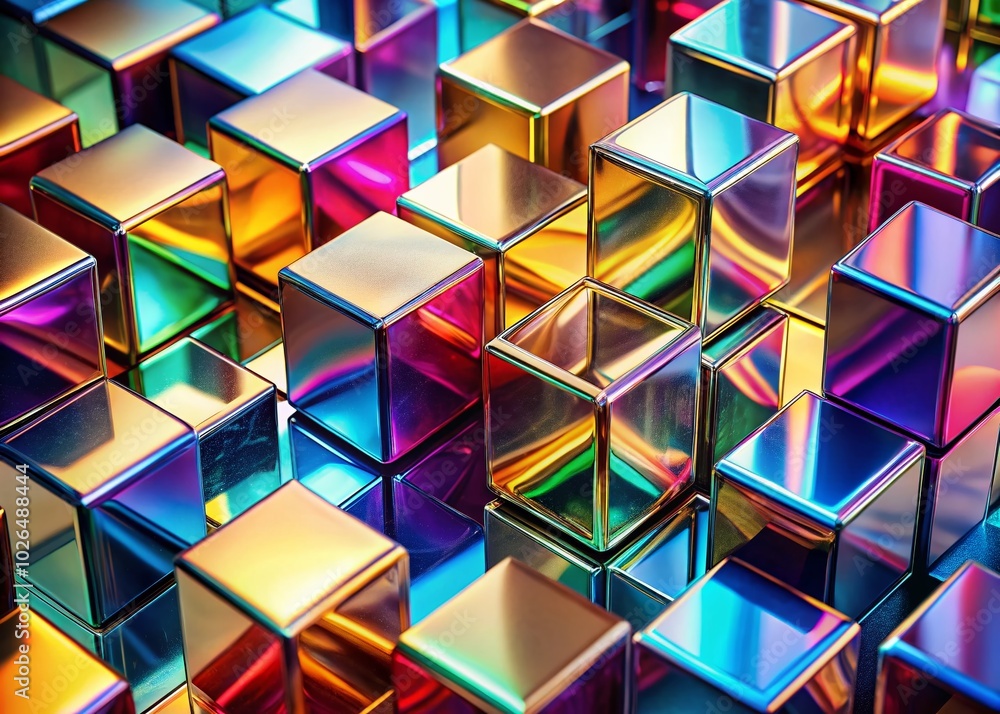 Abstract Composition of Shiny Cubes and Lights in Macro Photography for Modern Art Displays Abstract Composition of Shiny Cubes and Lights in Macro Photography for Modern Art Displays