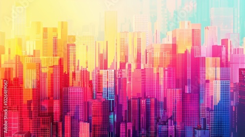 Vibrant Pixelated Abstract Cityscape for Urban Lifestyle and Fashion Campaigns