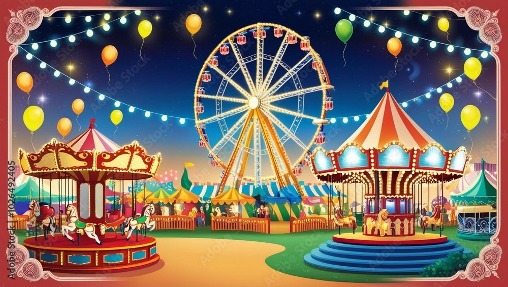 A vibrant festival ground with colorful flags, tents, and joyful crowds enjoying the event. A vibrant festival ground with colorful flags, tents, and joyful crowds enjoying the event.