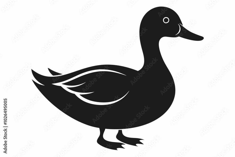Duck Silhouette, Duck black silhouette Vector illustration Duck Silhouette, Duck black silhouette Vector illustration