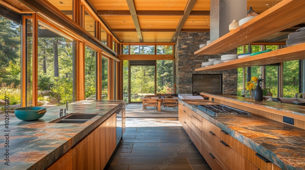 Modern Kitchen with Natural Light and Scenic View Modern Kitchen with Natural Light and Scenic View