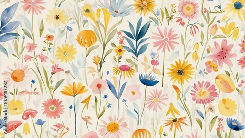  Vintage Floral Pattern on Decorative Wallpaper with warm colors