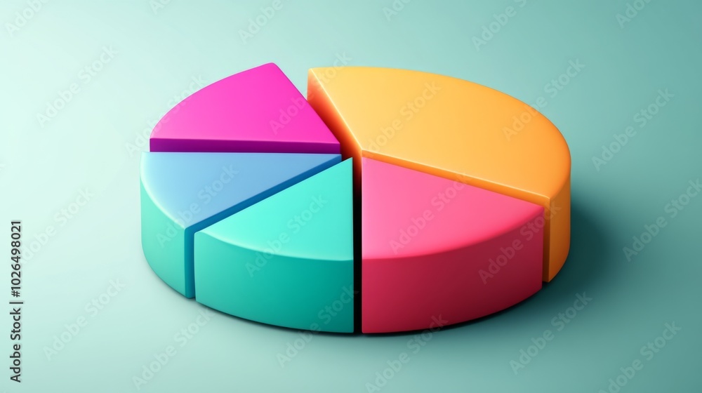Obraz premium Colorful 3D Pie Chart on Pastel Background