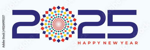 Happy new year 2025 design. With colorful truncated number illustrations. Premium vector design for poster, banner, greeting and new year 2025 celebration.