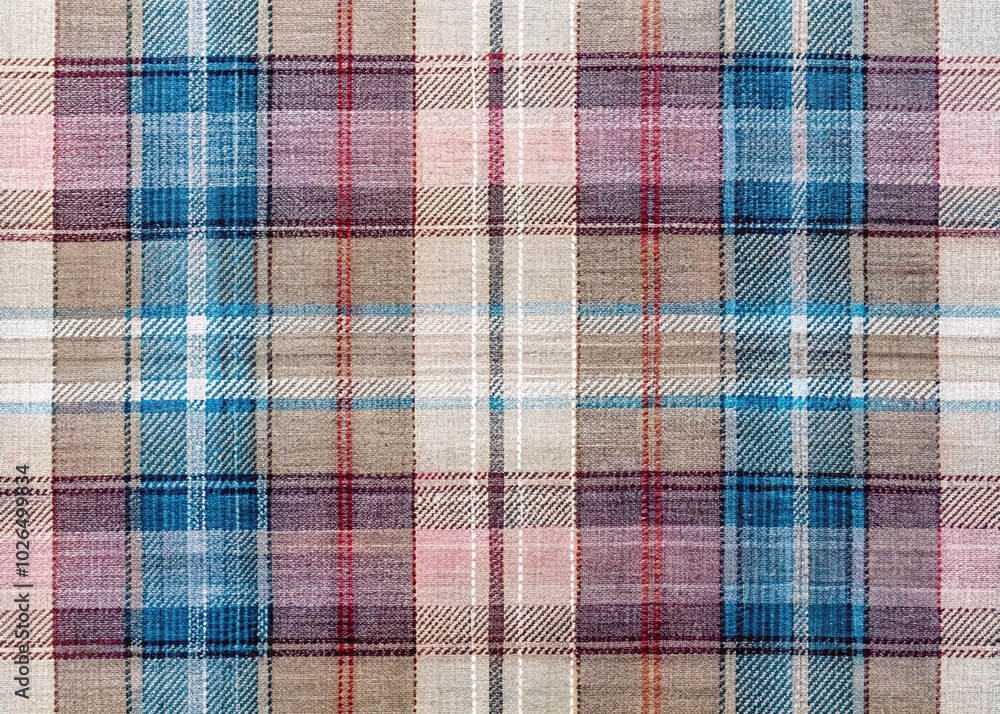 A chic pastel plaid pattern in pink, blue, taupe, and white creates a sophisticated textile design, perfect for enhancing modern decor with a stylish A chic pastel plaid pattern in pink, blue, taupe, and white creates a sophisticated textile design, perfect for enhancing modern decor with a stylish