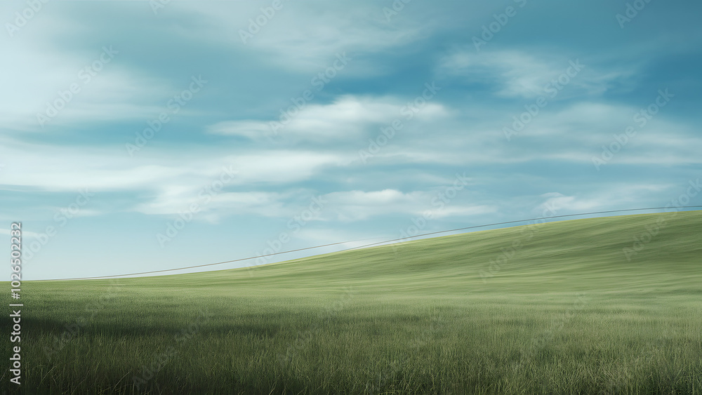 A field of grass with a blue sky in the background A field of grass with a blue sky in the background
