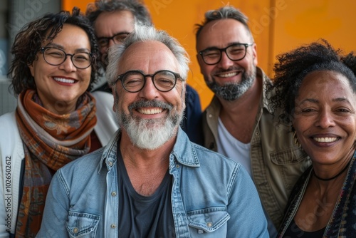 Group of diverse friends standing together and smiling. Multiethnic group of people.