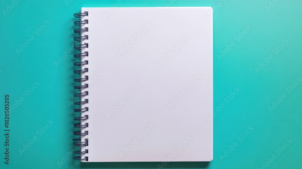 Open blank sheet of sketchbook on spiral, white paper notebook on stylish minimalistic neutral background. Mindful freewriting. Backdrop flat lay for sustainable recycled green design with copy space Open blank sheet of sketchbook on spiral, white paper notebook on stylish minimalistic neutral background. Mindful freewriting. Backdrop flat lay for sustainable recycled green design with copy space