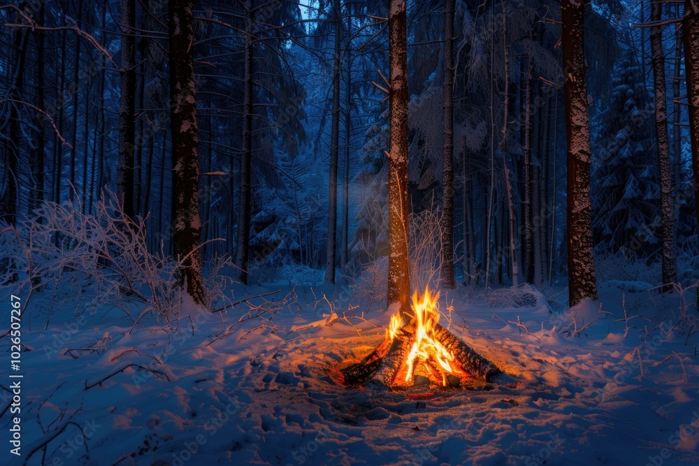 A warm light source in a winter landscape, perfect for outdoor scenes or illustrations A warm light source in a winter landscape, perfect for outdoor scenes or illustrations