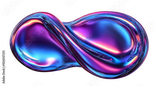 3d chrome neon fluid form liquid metallic shape
