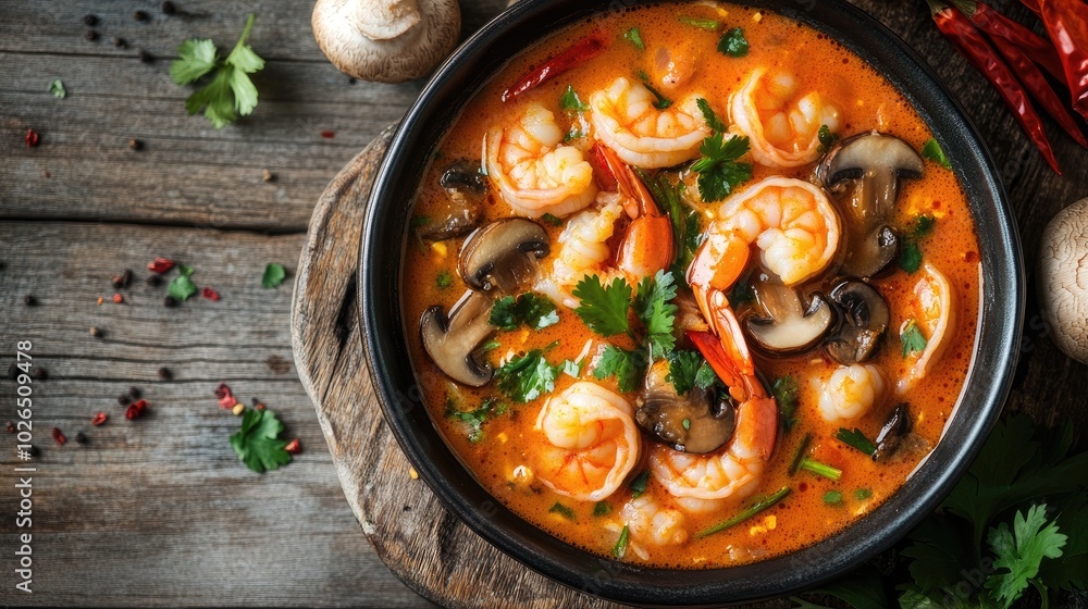 Delicious Shrimp Dish with Mushrooms and Spices Delicious Shrimp Dish with Mushrooms and Spices