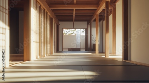 Serene Wooden Interior with Natural Light