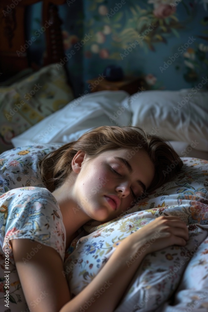 A person resting in a bed with a pillow, suitable for various uses such as lifestyle, wellness, or bedroom scenes A person resting in a bed with a pillow, suitable for various uses such as lifestyle, wellness, or bedroom scenes