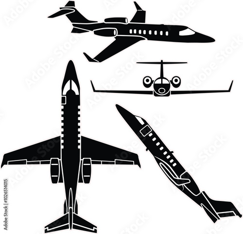 Private jet vector setfor lasr cut