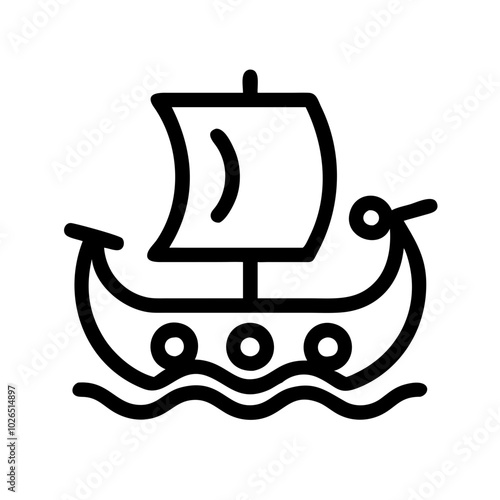 Viking ship Silhouette vector art illustration