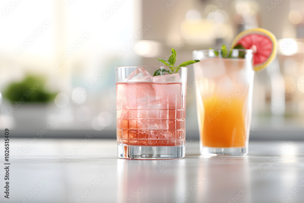 Stylish Home Bar Setting with a Variety of Colourful Drinks – Trendy Cocktails and Modern Decor Stylish Home Bar Setting with a Variety of Colourful Drinks – Trendy Cocktails and Modern Decor