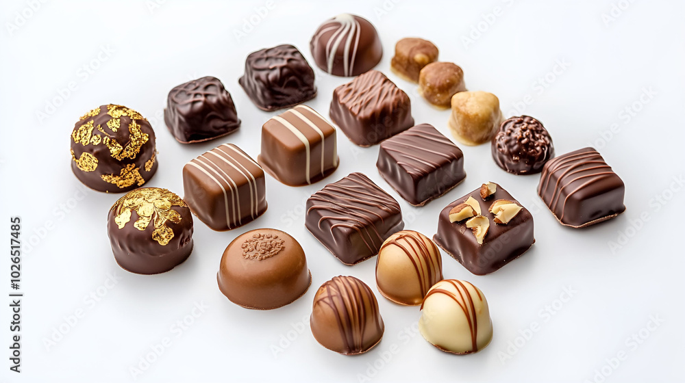 multiple pieces of chocolate on white background multiple pieces of chocolate on white background