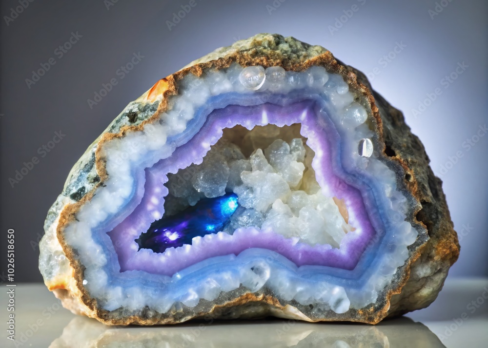 Agate Geode and Amethyst Macro Photography - Healing Properties of Semiprecious Stones in Low Light Agate Geode and Amethyst Macro Photography - Healing Properties of Semiprecious Stones in Low Light