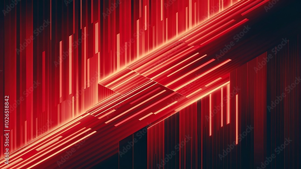 Fototapeta premium Gradient red futuristical strip line pattern background, vector eps10