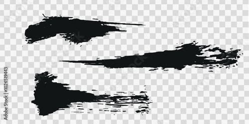 Set of black watercolor brushes. Smears-spots on a transparent background. Watercolor texture.Vector