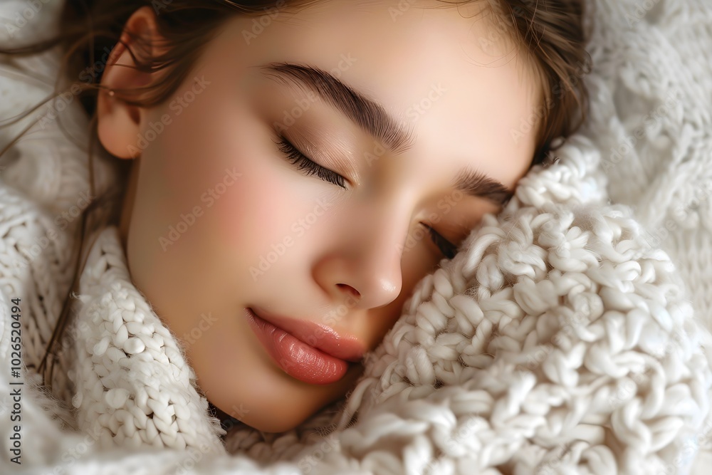 A close up of a woman with her eyes closed A close up of a woman with her eyes closed