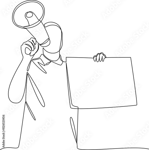 People demonstrations and protests one line art vector