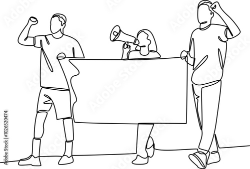 People demonstrations and protests one line art vector