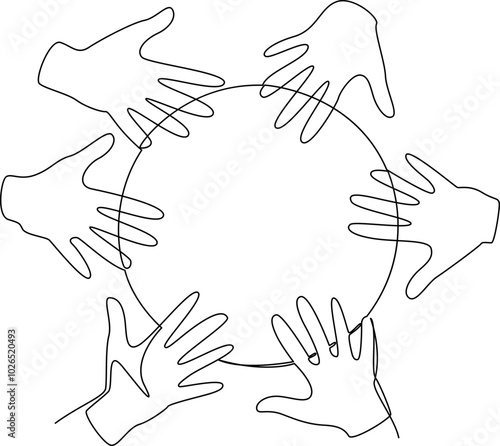 Hands together one line art vector