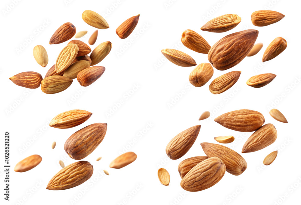 Set of falling almond png Set of falling almond png