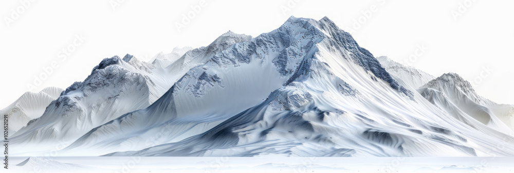 Snowy mountains with a white background in a PNG format. Snowy mountains with a white background in a PNG format.