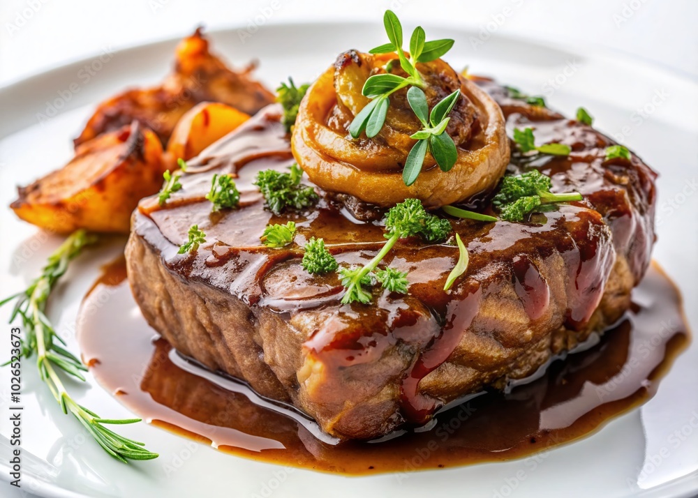 Arafed Steak with Onions and Sauce - A tantalizing dish captured beautifully, perfect for food lovers seeking mouthwatering visuals and culinary Arafed Steak with Onions and Sauce - A tantalizing dish captured beautifully, perfect for food lovers seeking mouthwatering visuals and culinary